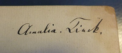 Besitzeintrag Amalie Tieck