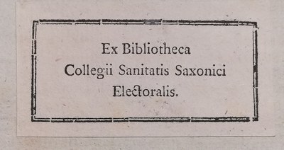 Exlibris  Bibliothek des kurfürstlich sächsischen Sanitäts-Kollegs