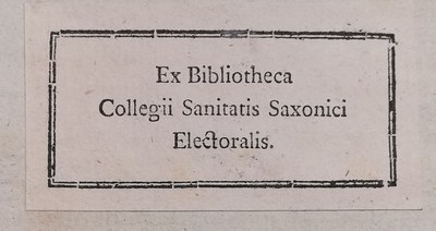 Exlibris  Bibliothek des kurfürstlich sächsischen Sanitäts-Kollegs