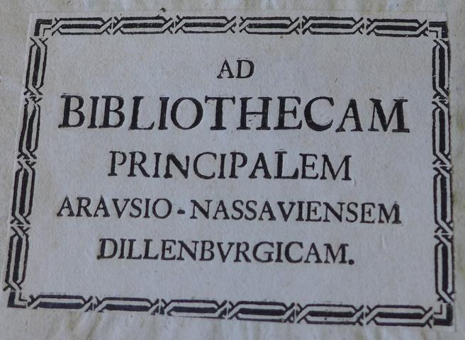 Stempel Bibliothek der Kanzlei Nassau-Oranien in Dillenburg