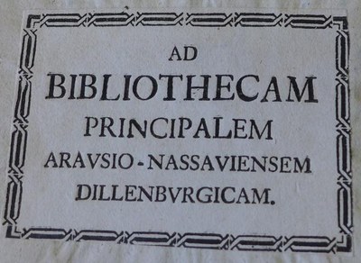 Stempel Bibliothek der Kanzlei Nassau-Oranien in Dillenburg