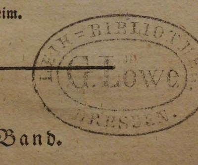Stempel Leihbibliothek G. Löwe Dresden   