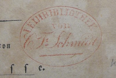 Stempel Leihbibliothek von C. F. Schmidt, Leipzig   